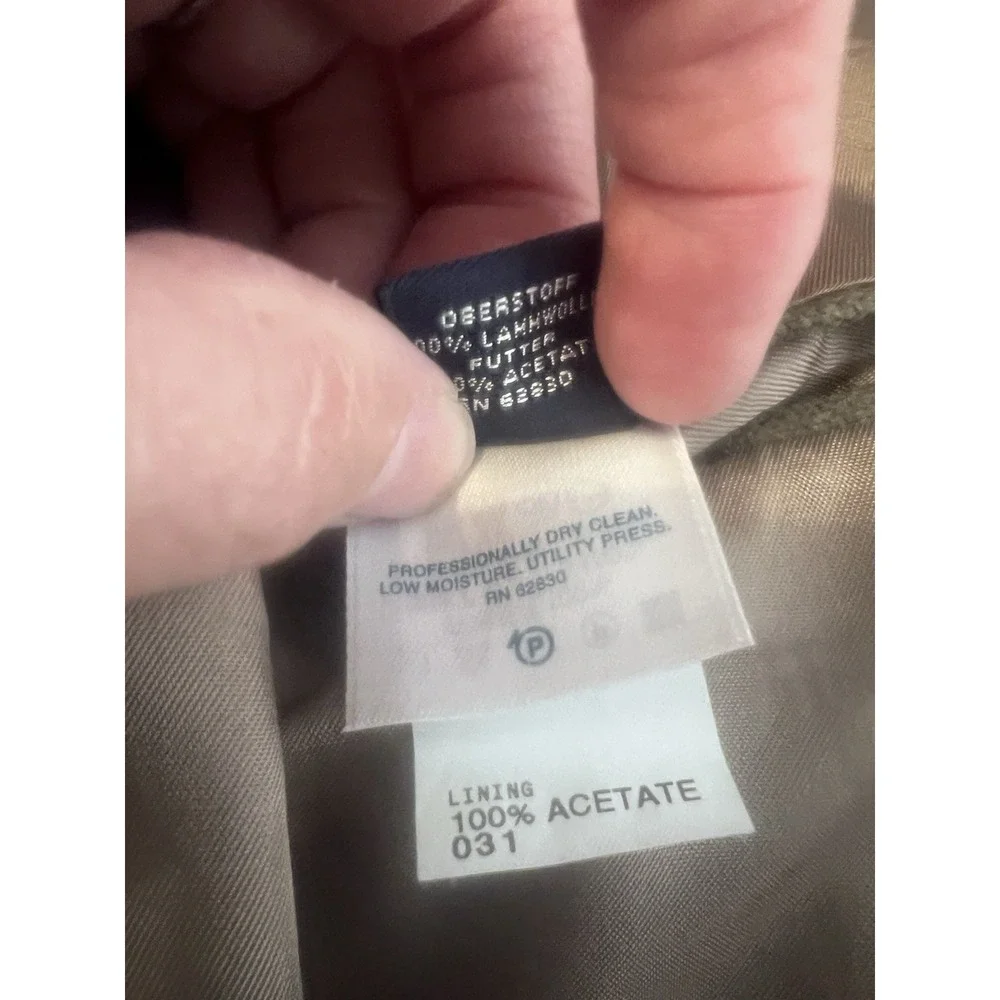 Lands End Sport Coat Mens 44L Green 3‎ Button 100% Lambs Wool